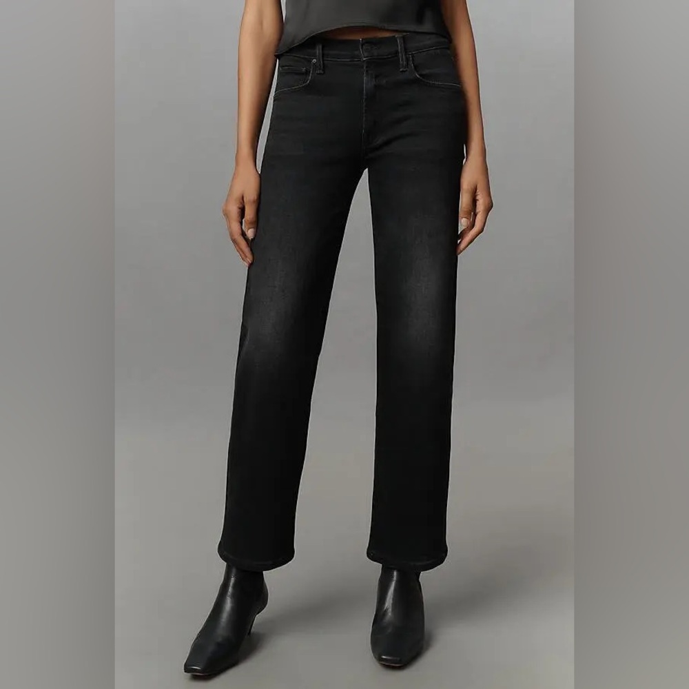 MOTHER Mid Rise Rambler Zip Flood Spiked Hair Art Flair Jeans